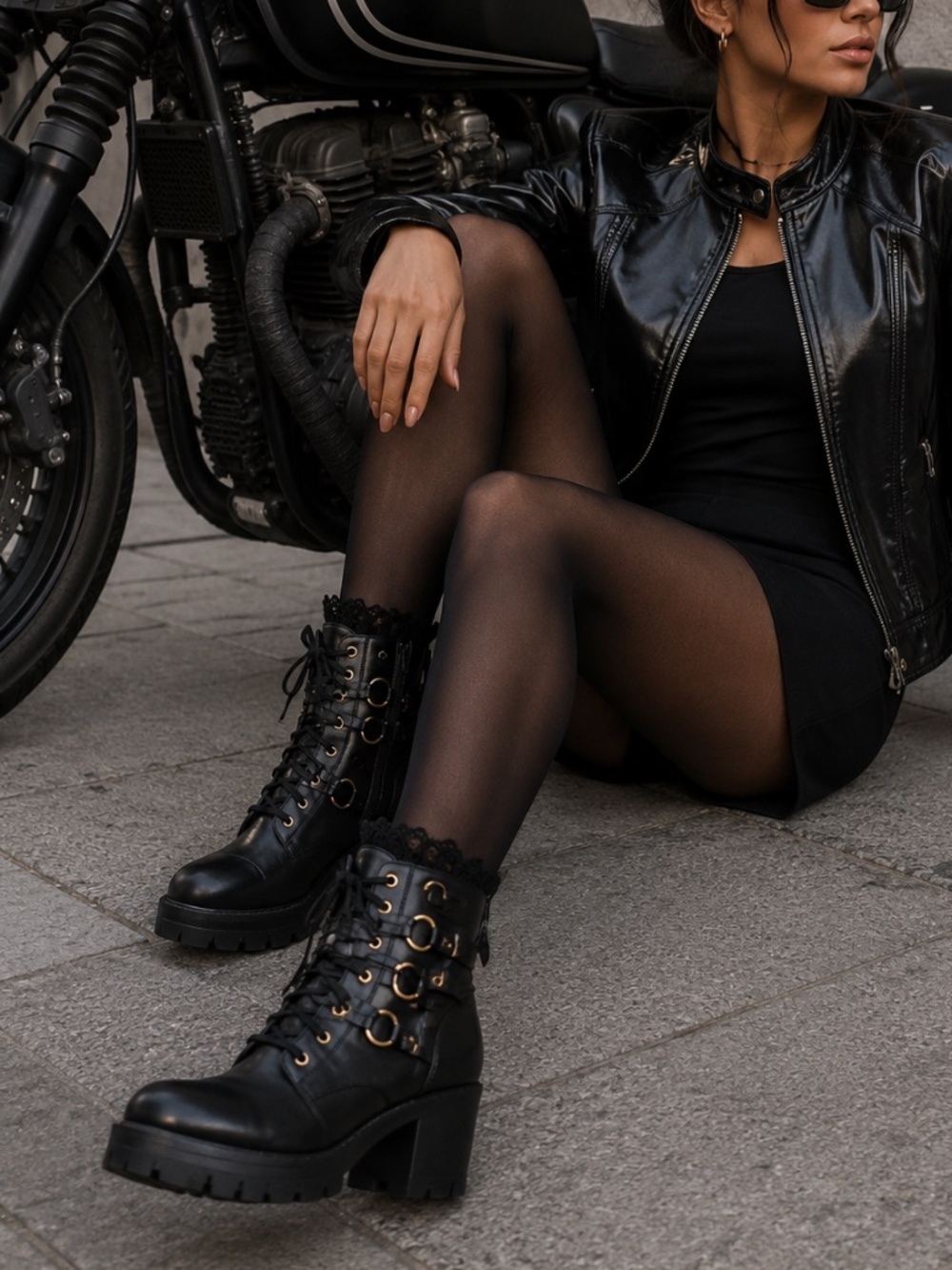 Lace Trim Combat/Goth Ankle Boots | Women Size US9